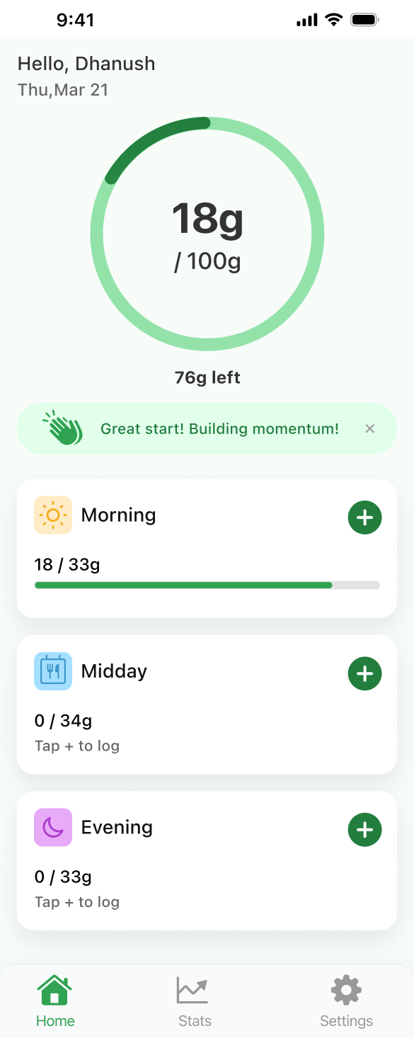 Protein Tracker Progress State Confirmed Screen